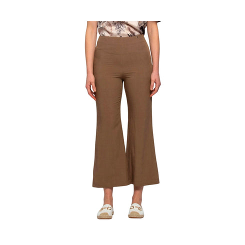 Pantalone Donna cropped lino e viscosa Nero KOCCA- Francavilla Moda